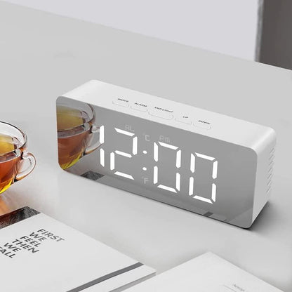 Digital LED Mirror Alarm Clock with Date, Temperature and Snooze Function